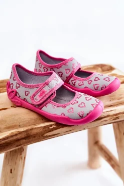 Discount BEFADO Dziecięce Papcie Baleriny Serca 123X070 Szaro-Różowe