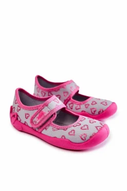 Discount BEFADO Dziecięce Papcie Baleriny Serca 123X070 Szaro-Różowe