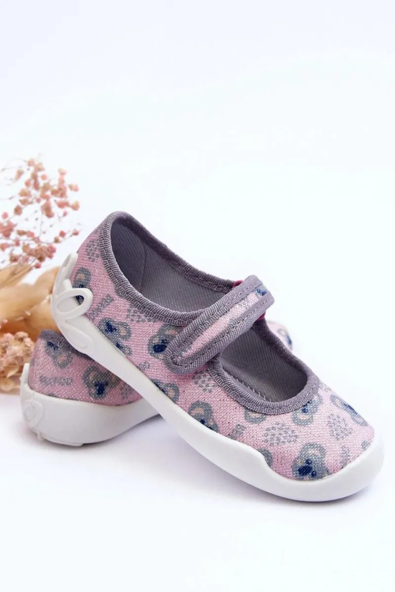 Hot BEFADO Dziecięce Papcie Baleriny Misie 114X513 Różowo-Szare