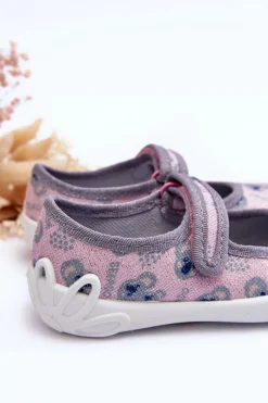 Hot BEFADO Dziecięce Papcie Baleriny Misie 114X513 Różowo-Szare