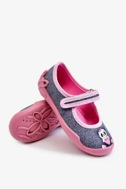 Online BEFADO Dziecięce Papcie Baleriny Panda 114X506 Szaro-Różowe