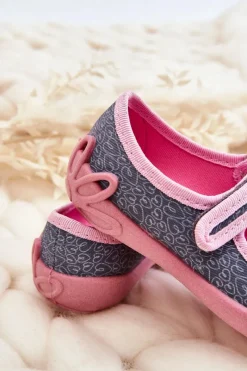 Online BEFADO Dziecięce Papcie Baleriny Panda 114X506 Szaro-Różowe