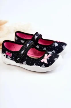 Dziewczęce|Balerinki Dziecięce>BEFADO Dziecięce Papcie Baleriny Z Kokardą 114X481 Granatowe