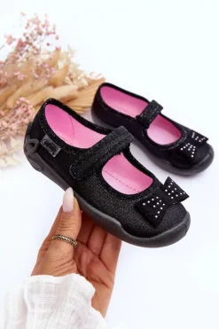 Dziewczęce|Back To School>BEFADO Dziecięce Papcie Baleriny Kokardki 114X240 Czarne Czarny