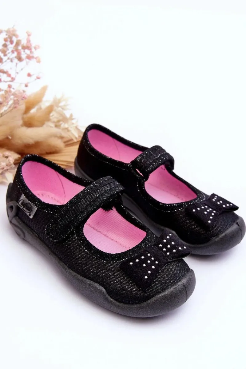 Dziewczęce|Back To School>BEFADO Dziecięce Papcie Baleriny Kokardki 114X240 Czarne Czarny