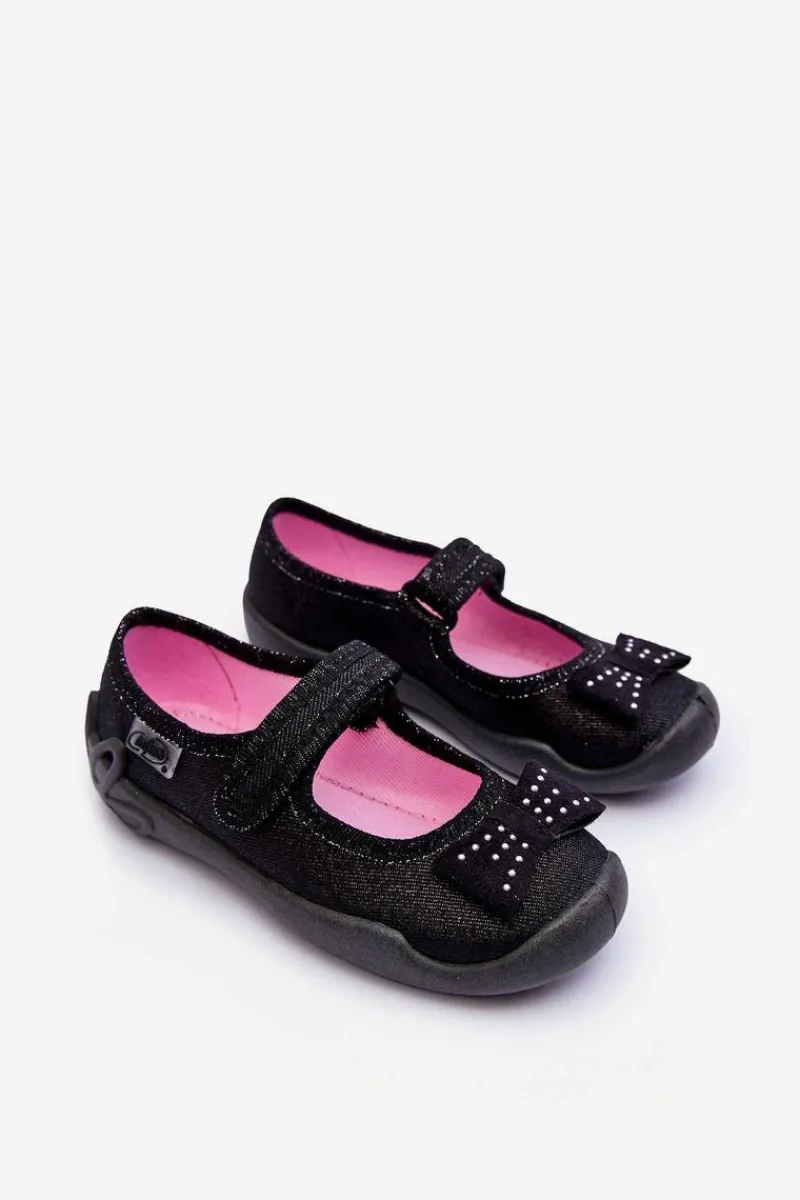 Dziewczęce|Back To School>BEFADO Dziecięce Papcie Baleriny Kokardki 114X240 Czarne Czarny