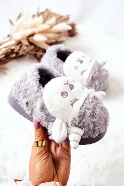 Clearance Dziecięce Papcie Baranek Szare Hollie Dzieci Chłopięce|Dziewczęce