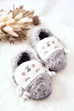 Clearance Dziecięce Papcie Baranek Szare Hollie Dzieci Chłopięce|Dziewczęce