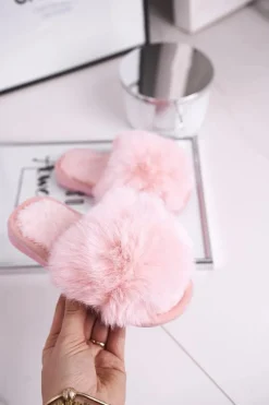 Dziewczęce|Dziewczęce>Boto Dziecięce Papcie Klapki z Futerkiem Jasny Róż Snow Ball