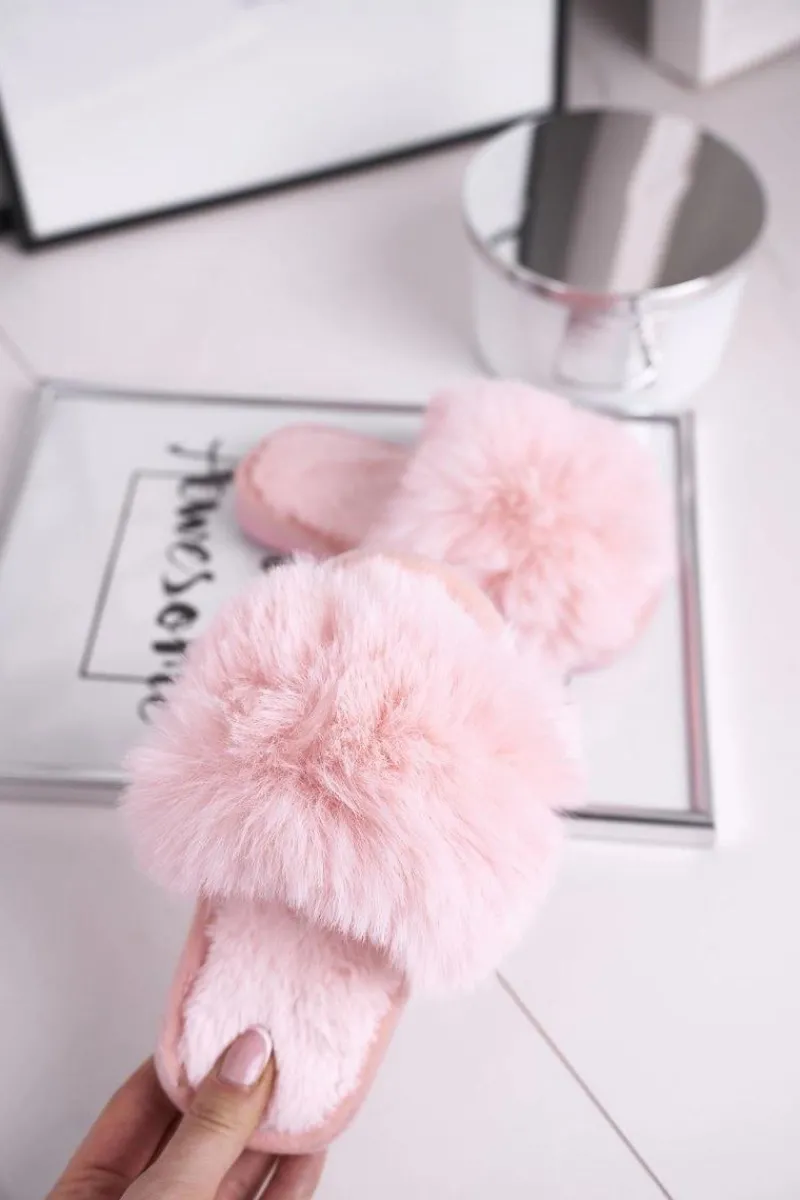 Dziewczęce|Dziewczęce>Boto Dziecięce Papcie Klapki z Futerkiem Jasny Róż Snow Ball