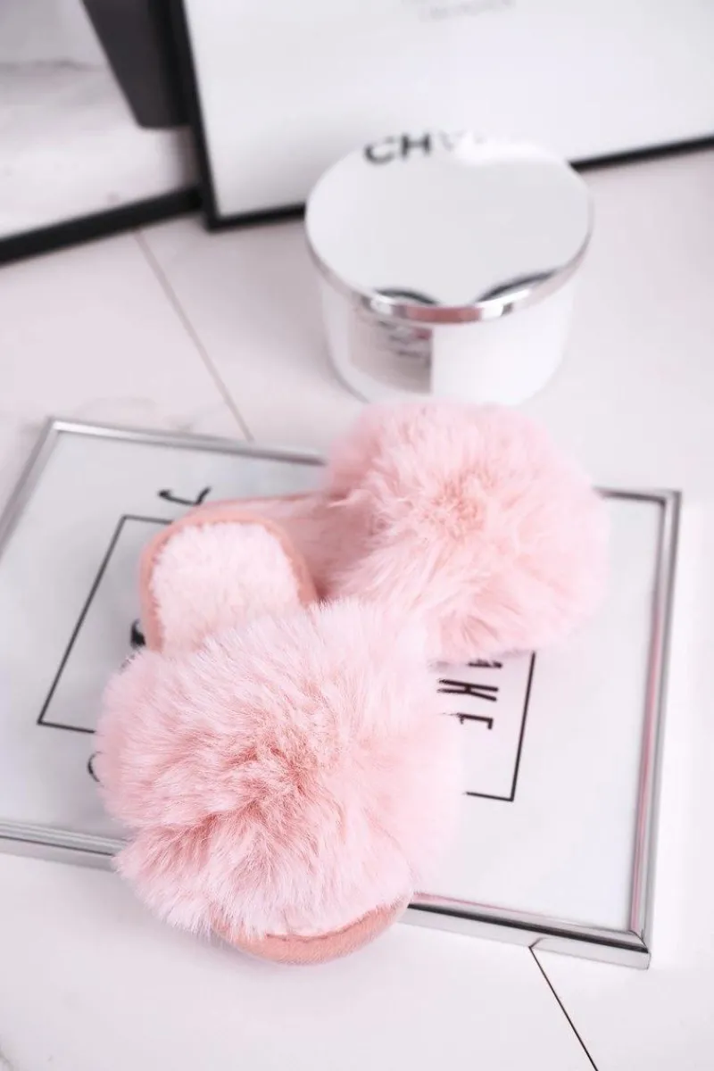 Dziewczęce|Dziewczęce>Boto Dziecięce Papcie Klapki z Futerkiem Jasny Róż Snow Ball