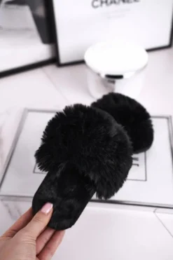 Dziewczęce|Dziewczęce></noscript>Boto Dziecięce Papcie Klapki z Futerkiem Czarne Snow Ball