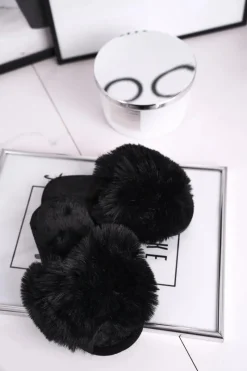 Dziewczęce|Dziewczęce></noscript>Boto Dziecięce Papcie Klapki z Futerkiem Czarne Snow Ball