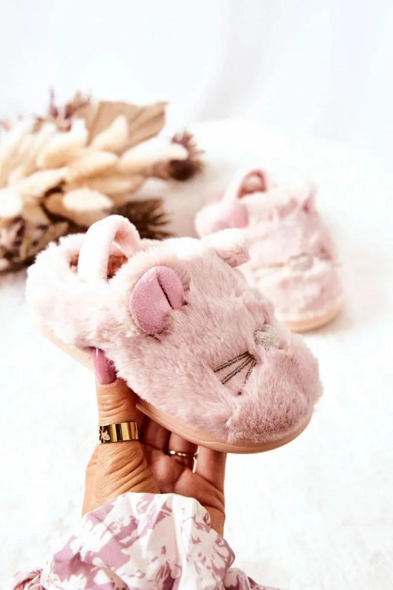 Online Boto Dziecięce Papcie Kotki Z Uszami Jasnoróżowe Tammy