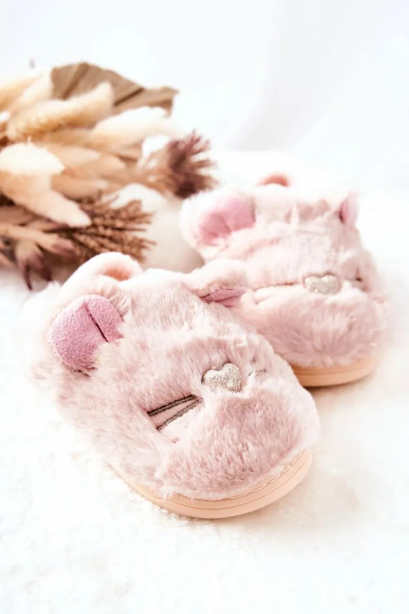 Online Boto Dziecięce Papcie Kotki Z Uszami Jasnoróżowe Tammy