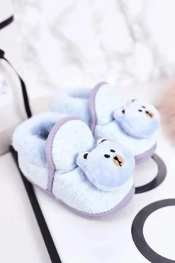 Chłopięce|Dziewczęce>Boto Dziecięce Papcie Na Gumce Z Misiem Niebieskie Pooh