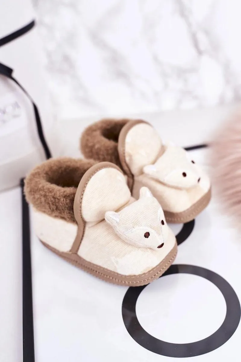 Discount Boto Dziecięce Papcie Na Gumce Z Liskiem Żółte Leo