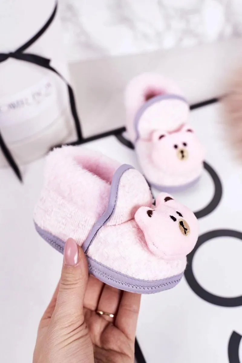 Discount Boto Dziecięce Papcie Na Gumce Z Misiem Różowe Pooh