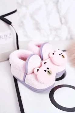 Discount Boto Dziecięce Papcie Na Gumce Z Misiem Różowe Pooh
