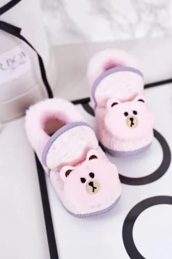 Discount Boto Dziecięce Papcie Na Gumce Z Misiem Różowe Pooh