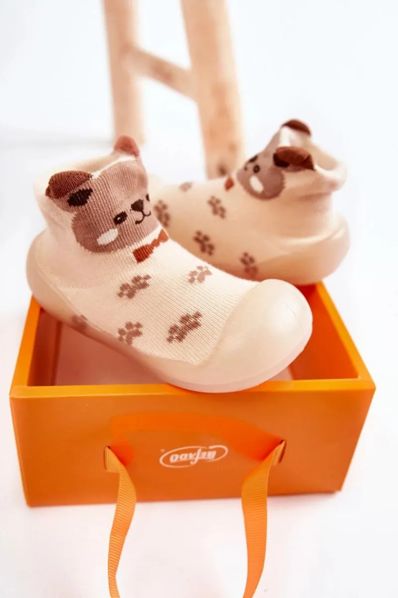 Best Dziecięce Papcie Niechodki 002P037 Beżowe Dzieci Chłopięce|Dziewczęce