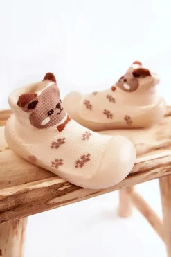 Best Dziecięce Papcie Niechodki 002P037 Beżowe Dzieci Chłopięce|Dziewczęce