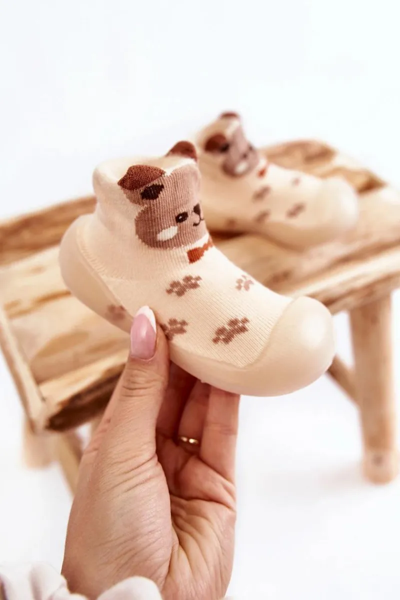 Best Dziecięce Papcie Niechodki 002P037 Beżowe Dzieci Chłopięce|Dziewczęce