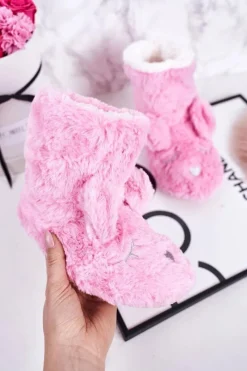 Hot Dziecięce Papcie Ocieplane Kożuszkiem Różowe Sleepyhead Dzieci Dziewczęce