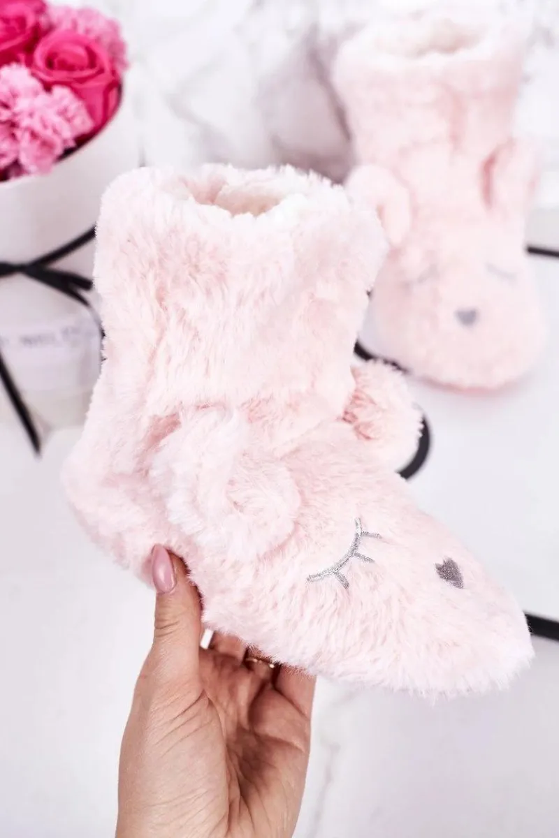 Dziewczęce|Back To School>Boto Dziecięce Papcie Ocieplane Kożuszkiem Jasny Róż Sleepyhead