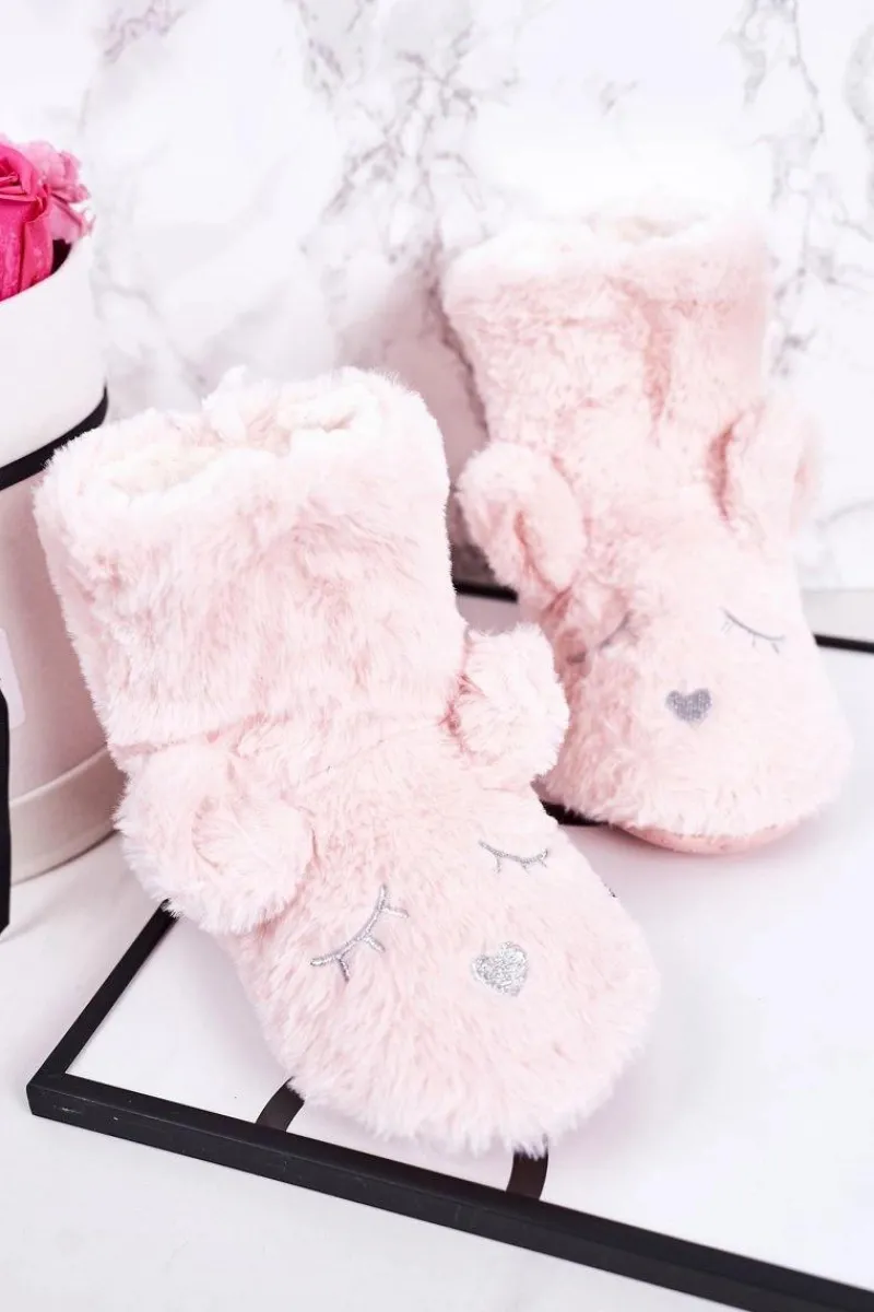 Dziewczęce|Back To School>Boto Dziecięce Papcie Ocieplane Kożuszkiem Jasny Róż Sleepyhead