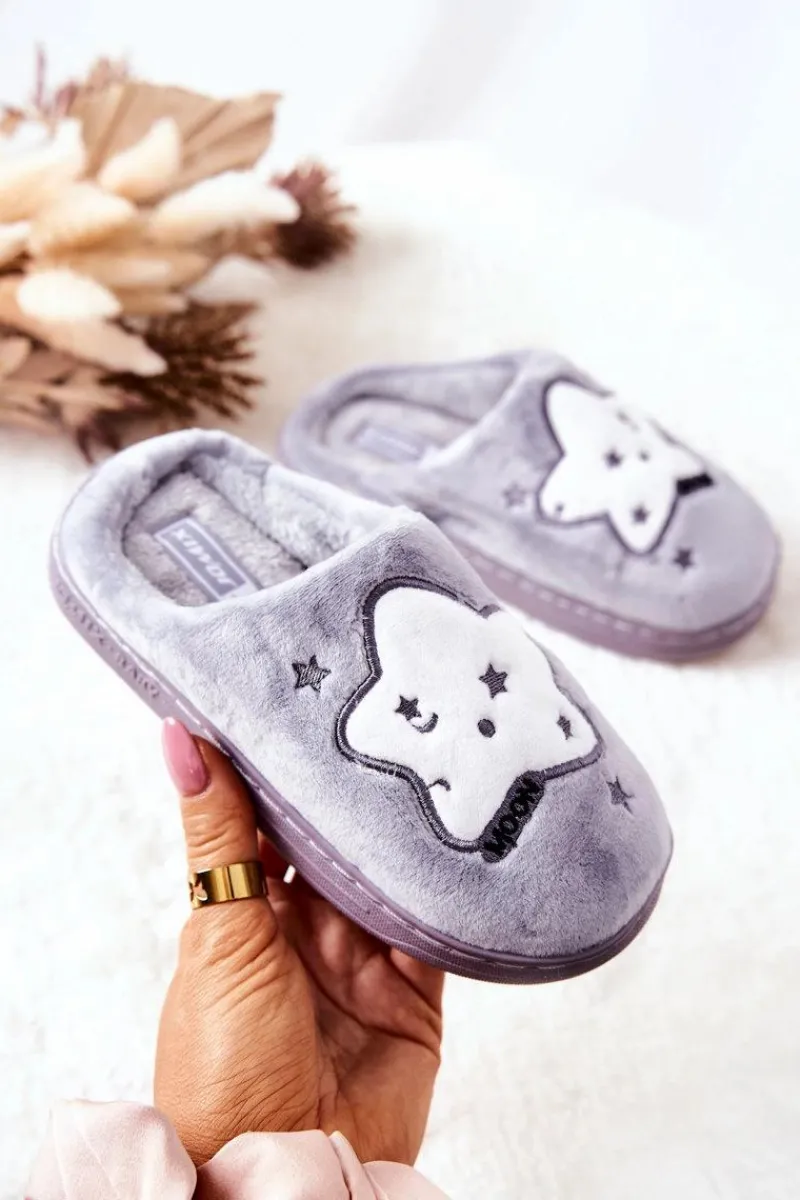 Online Boto Dziecięce Papcie Ocieplane Gwiazdy Szare Nelli