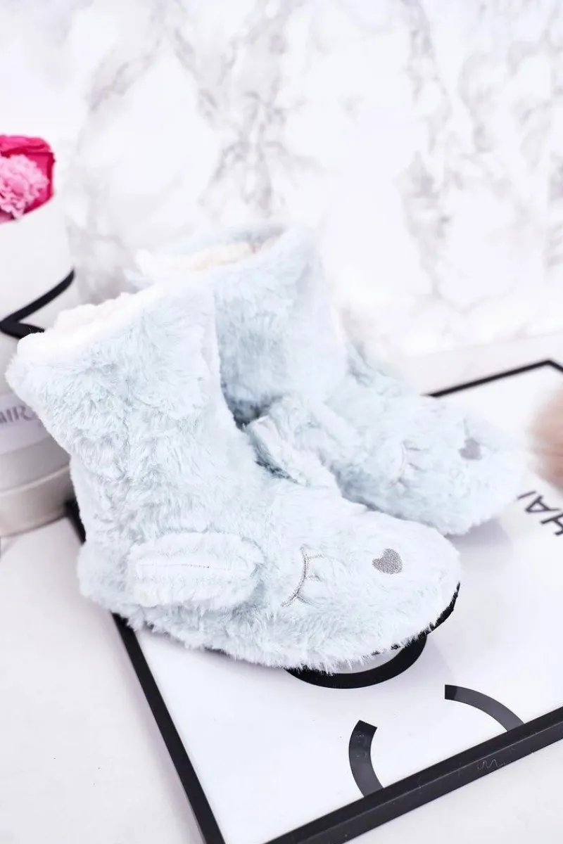 Boto Dziecięce Papcie Ocieplane Kożuszkiem Niebieskie Sleepyhead