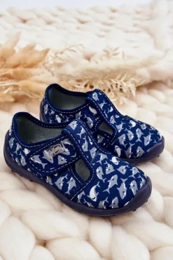 Chłopięce></noscript>BEFADO Dziecięce Półbuty Papcie Rekiny 010X032 Granatowe