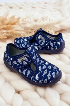 Chłopięce></noscript>BEFADO Dziecięce Półbuty Papcie Rekiny 010X032 Granatowe