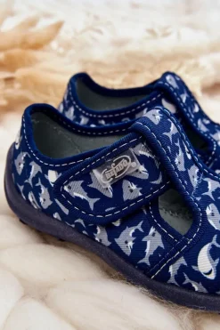 Chłopięce></noscript>BEFADO Dziecięce Półbuty Papcie Rekiny 010X032 Granatowe