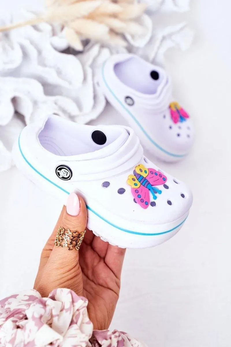 Dziewczęce>Boto Dziecięce Piankowe Klapki Kroksy Białe Lazy Day