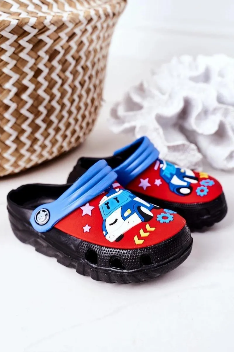 Chłopięce>Boto Dziecięce Piankowe Klapki Kroksy Z Samochodem Czarne