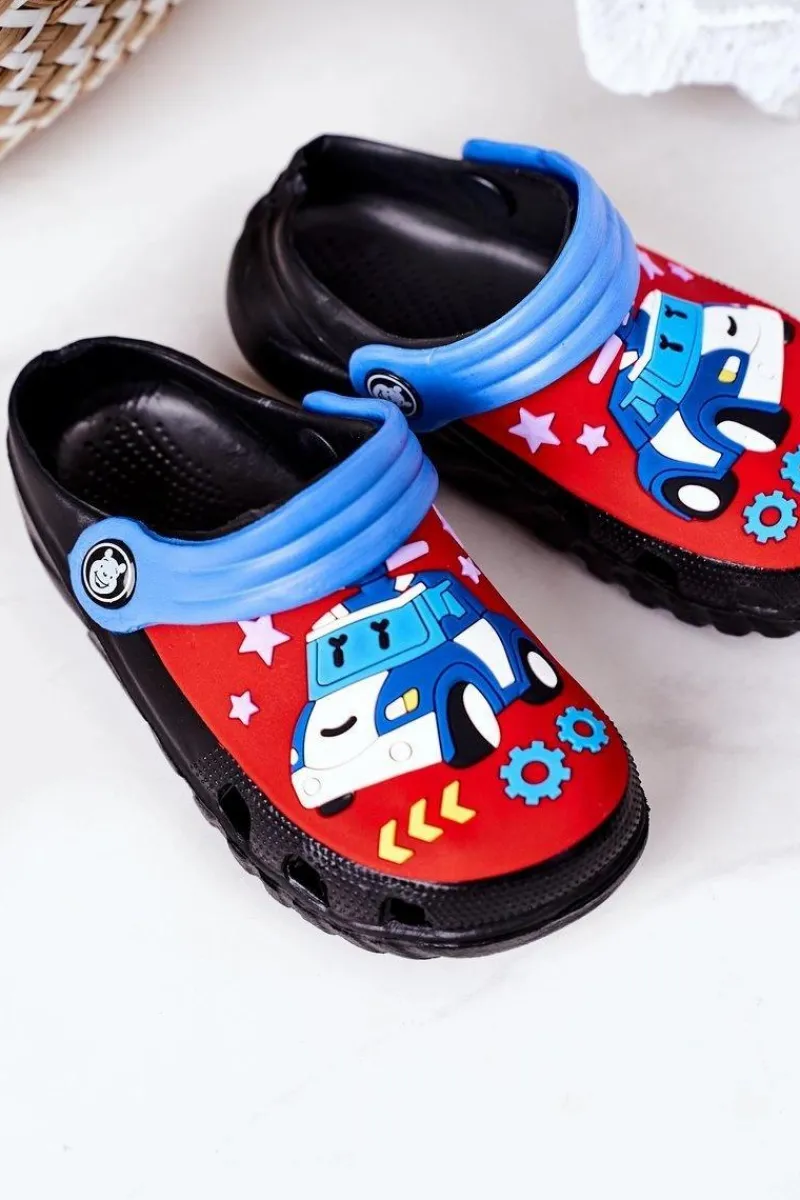 Chłopięce>Boto Dziecięce Piankowe Klapki Kroksy Z Samochodem Czarne