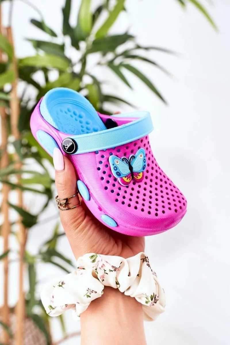 Clearance Dziecięce Piankowe Klapki Kroksy Fuksja Olivia Dzieci Dziewczęce