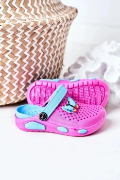 Clearance Dziecięce Piankowe Klapki Kroksy Fuksja Olivia Dzieci Dziewczęce