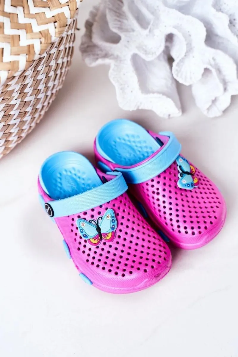 Clearance Dziecięce Piankowe Klapki Kroksy Fuksja Olivia Dzieci Dziewczęce