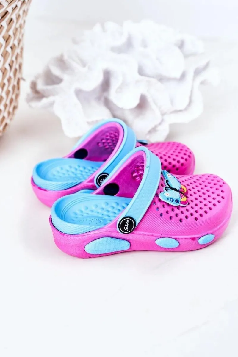 Clearance Dziecięce Piankowe Klapki Kroksy Fuksja Olivia Dzieci Dziewczęce