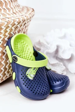 Sale Boto Dziecięce Piankowe Klapki Kroksy Granatowo-Zielone Oliver