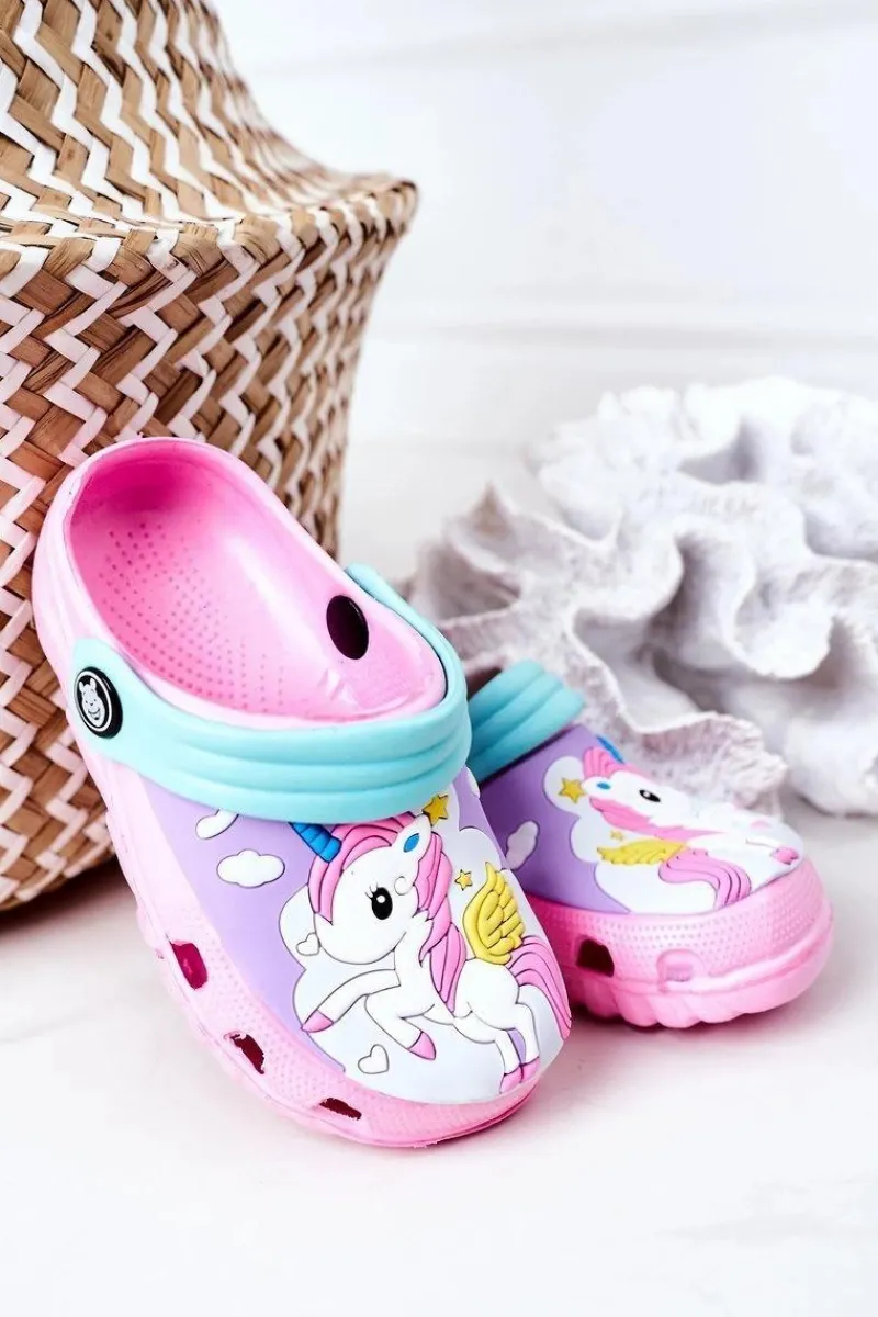 Hot Boto Dziecięce Piankowe Klapki Kroksy Z Jednorożcem Różowe