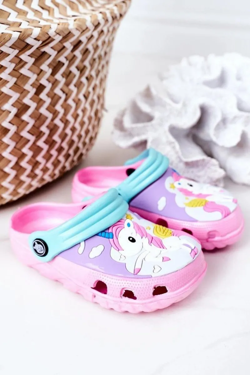 Hot Boto Dziecięce Piankowe Klapki Kroksy Z Jednorożcem Różowe