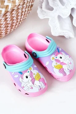 Hot Boto Dziecięce Piankowe Klapki Kroksy Z Jednorożcem Różowe