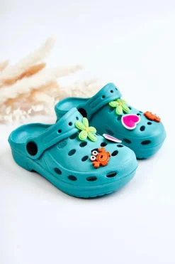 Clearance Boto Dziecięce Piankowe Klapki Kroksy Turkusowe Sailor