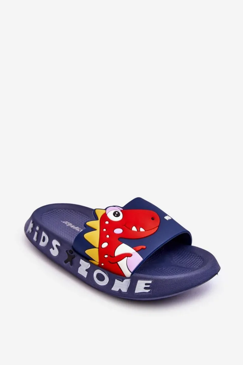 Best Dziecięce Piankowe Klapki Dinozaur Granatowe Dario Dzieci Chłopięce|Dziewczęce