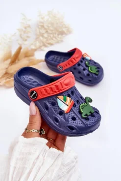 Chłopięce></noscript>Boto Dziecięce Piankowe Lekkie Kroksy Klapki Granatowe Sweets Niebieski