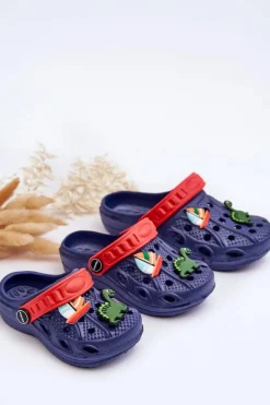 Chłopięce></noscript>Boto Dziecięce Piankowe Lekkie Kroksy Klapki Granatowe Sweets Niebieski